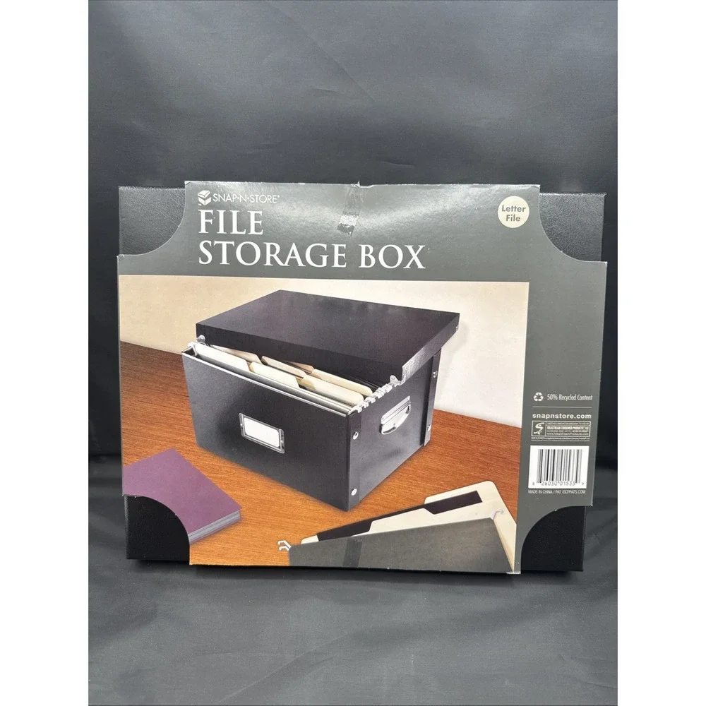 Snap-N-Store Letter-Size File Box, Black 9x11x9 File Storage‎ Box snaps